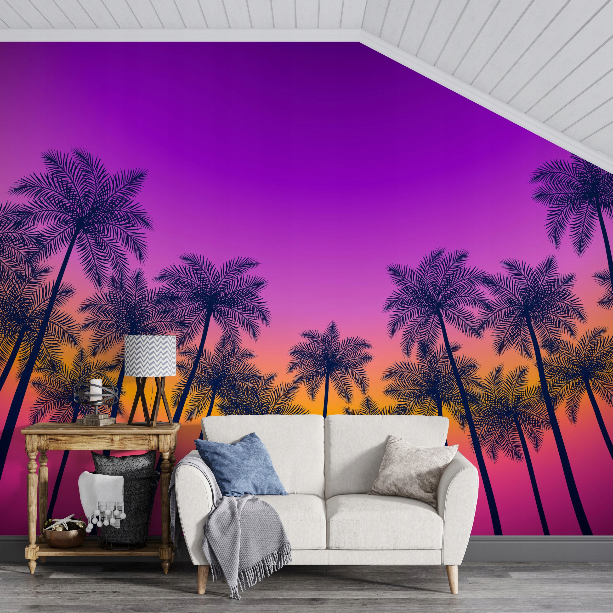 Fototapeta Samoprzylepna Sylwetki Palm Do Sypialni Salonu 368x254