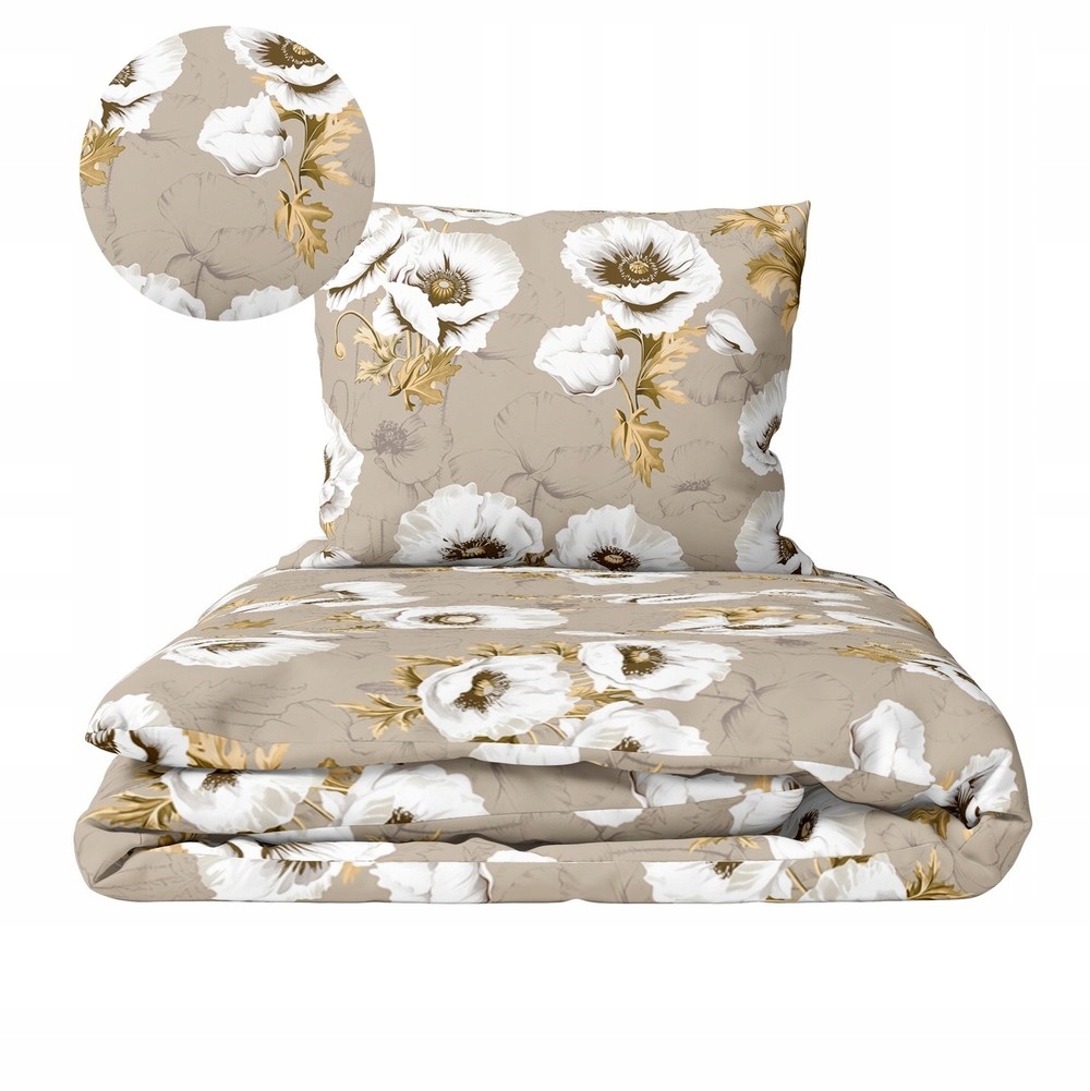 Hotelové Povlečení 160x200 1 povlak na polštář Bavlna 100%, vzor: Polské máky béžové