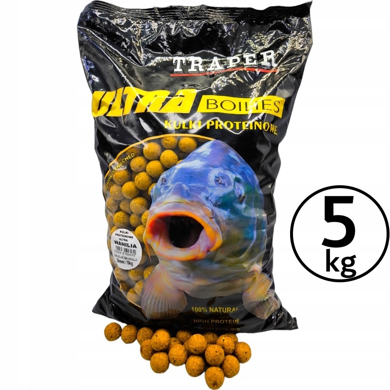 Kulki Zanętowe Traper Ultra Boilies Wanilia Vanille 20mm 5kg Na Karpia Amur