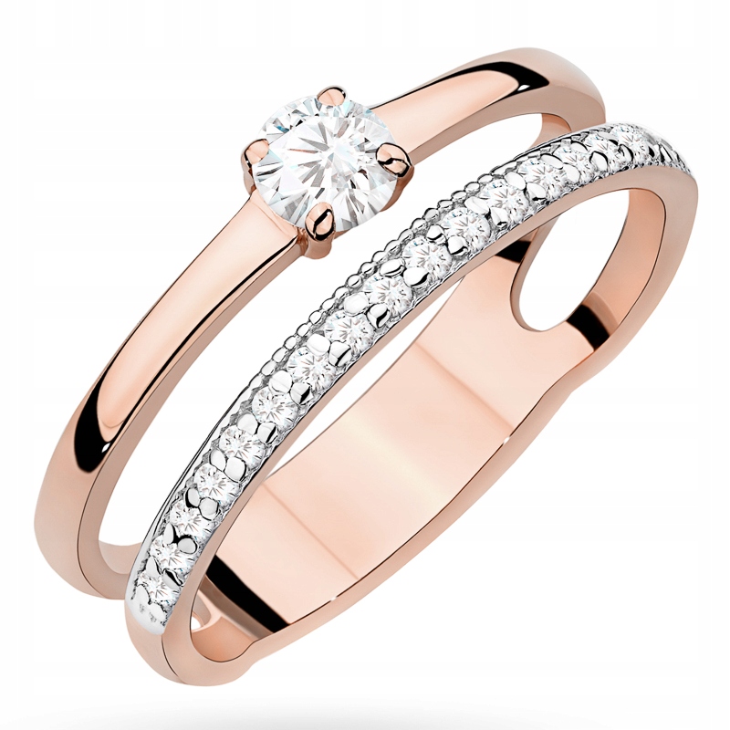 Zlatý Prstýnek pr. 585 Pletený s brilianty 0,40ct 14k