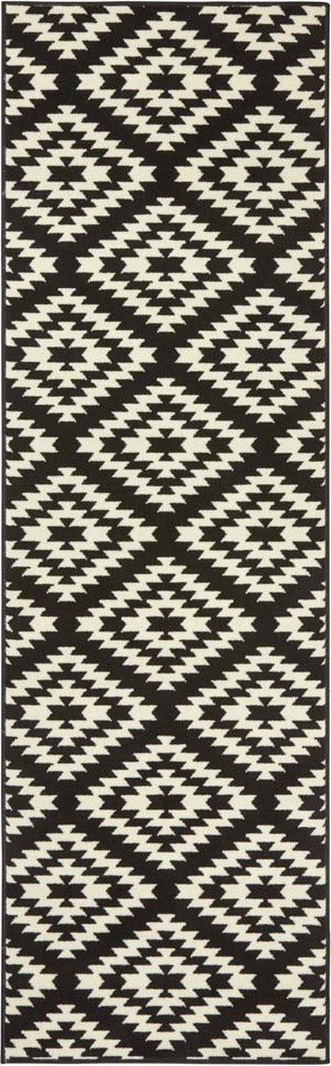 Běhoun 80x350 cm do chodby-předsíně, moderní, krémově černý