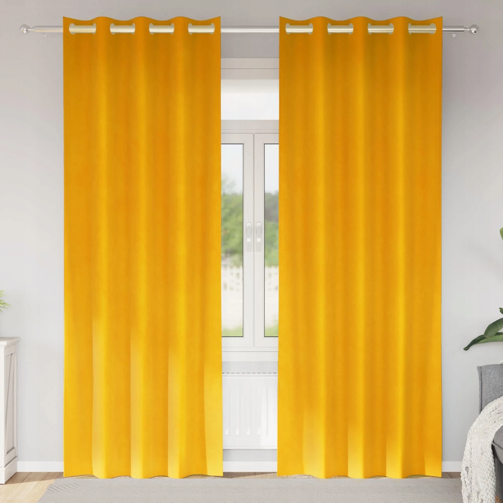 vidaXL Zatemňovací závěsy 2 pcs Hořčicově žlutá 140 x 225 cm samet