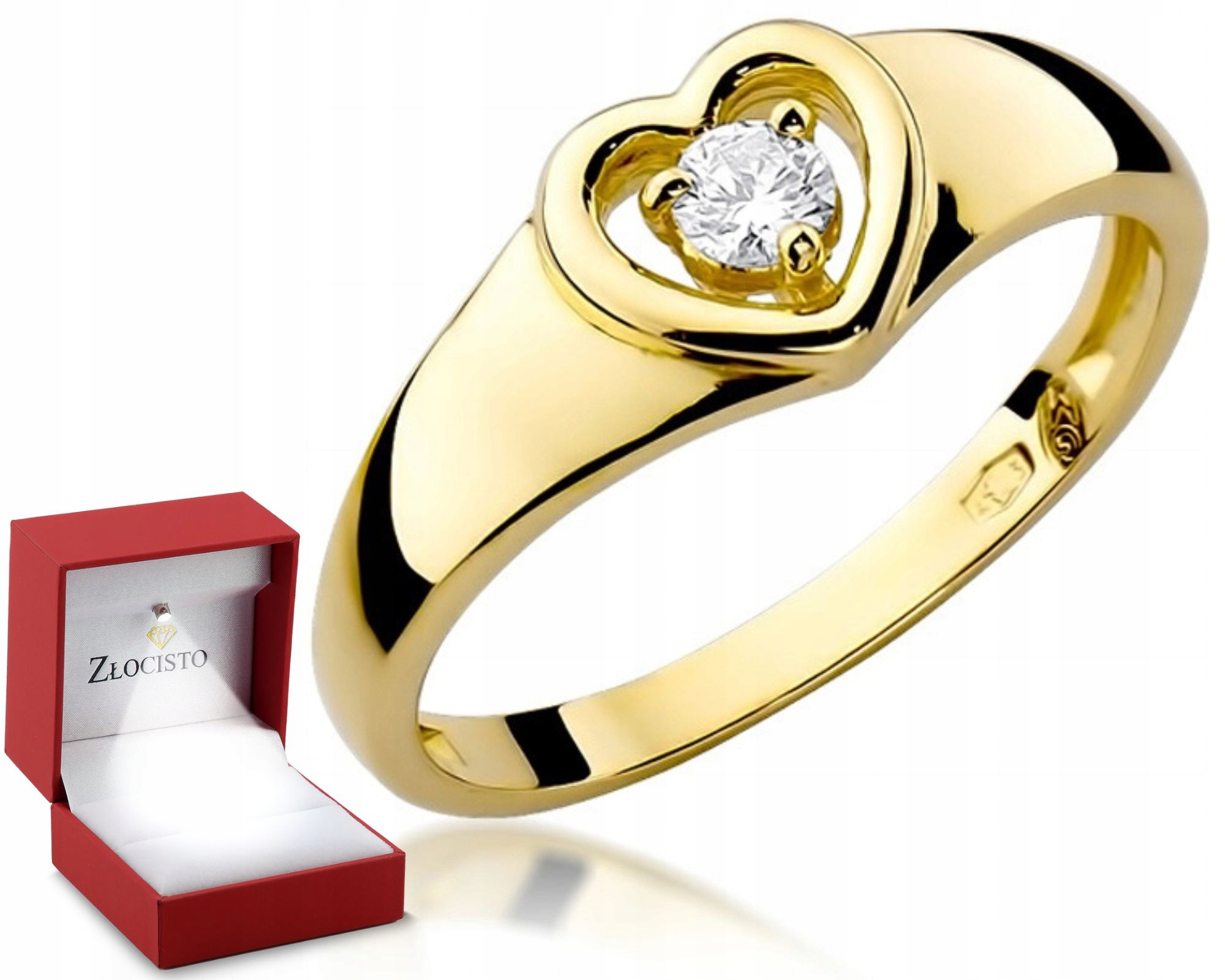 Prstýnek Prsten S Diamantem V Srdci 0,12 Ct Ryzost 585 Dárek Gravírování