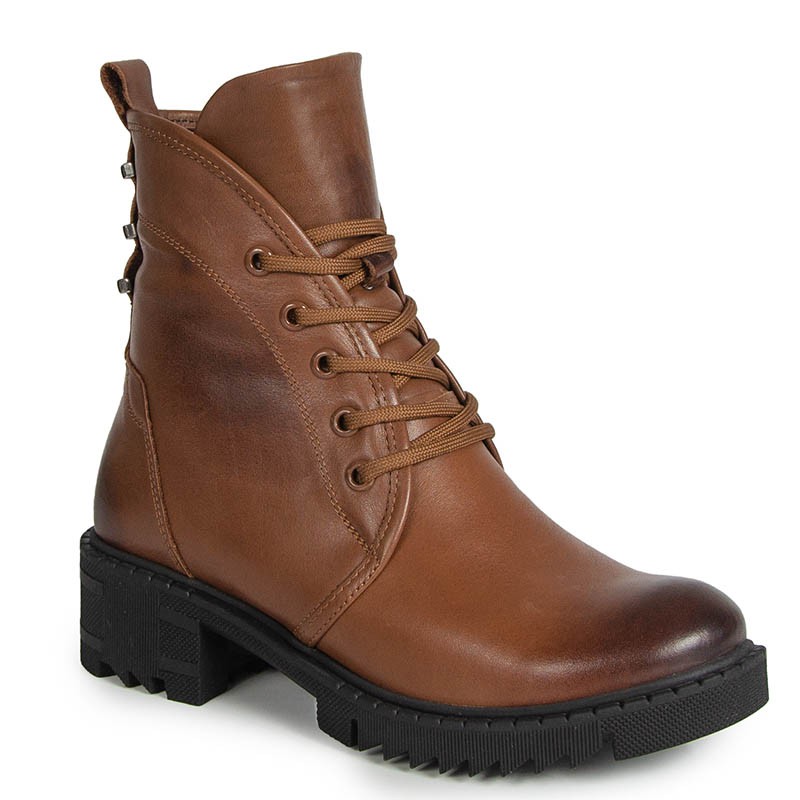 Boccato 024.2810 Hnědé Kožené Kotníkové Boty Na Plochém Podpatku 36