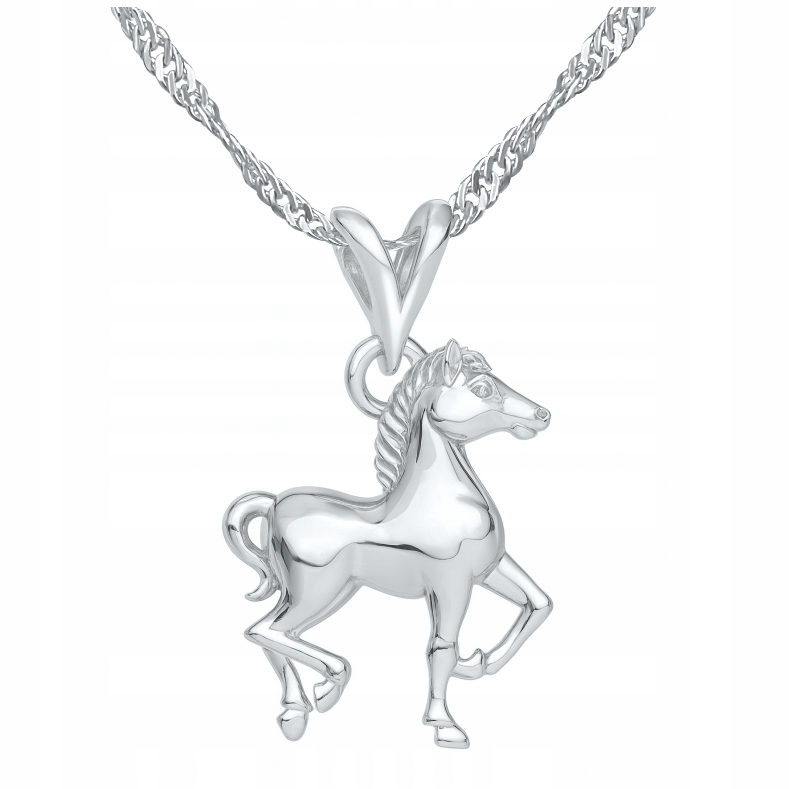Náhrdelník Stříbrné srdce Kůň Srdíčko pro koně s koněm Stříbro 925