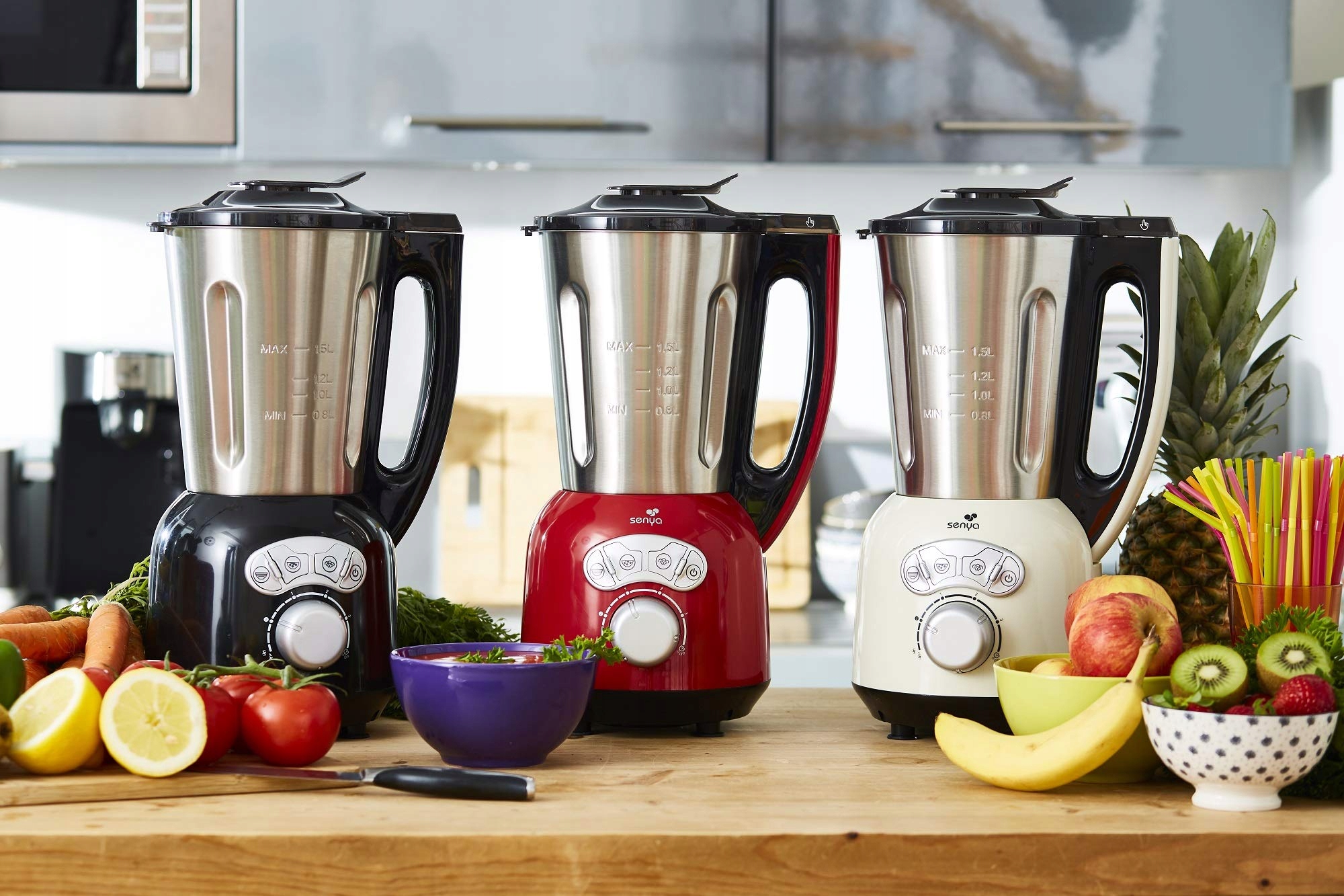 SENYA Blender Zup Smoothie Gotowanie Na Parze 1400W 1,5L Czarny — miniatura 7