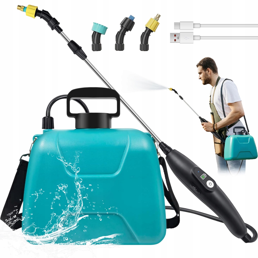 Modrý Elektrický Zahradní Postřikovač 8 L 2200 Mah