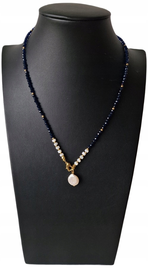 Přírodní Safír S Barokní Perlou Keshi, Celebritní Náhrdelník
