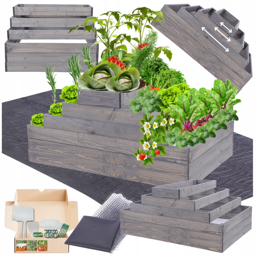 Kaskádová skříň nastavitelná zeleninový záhon pařeniště dřevěná 54x120x120