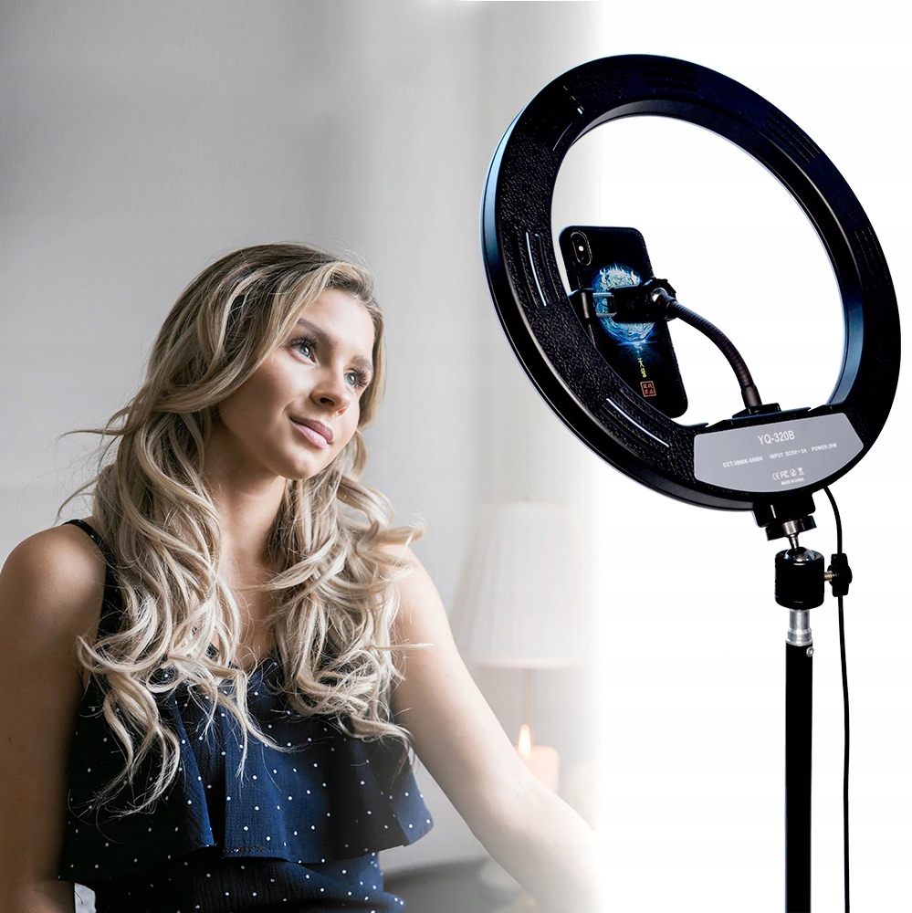 Lampa pierścieniowa ring selfie 80W makijaż tatuaż salon statyw 220 uchwyt Źródło światła LED