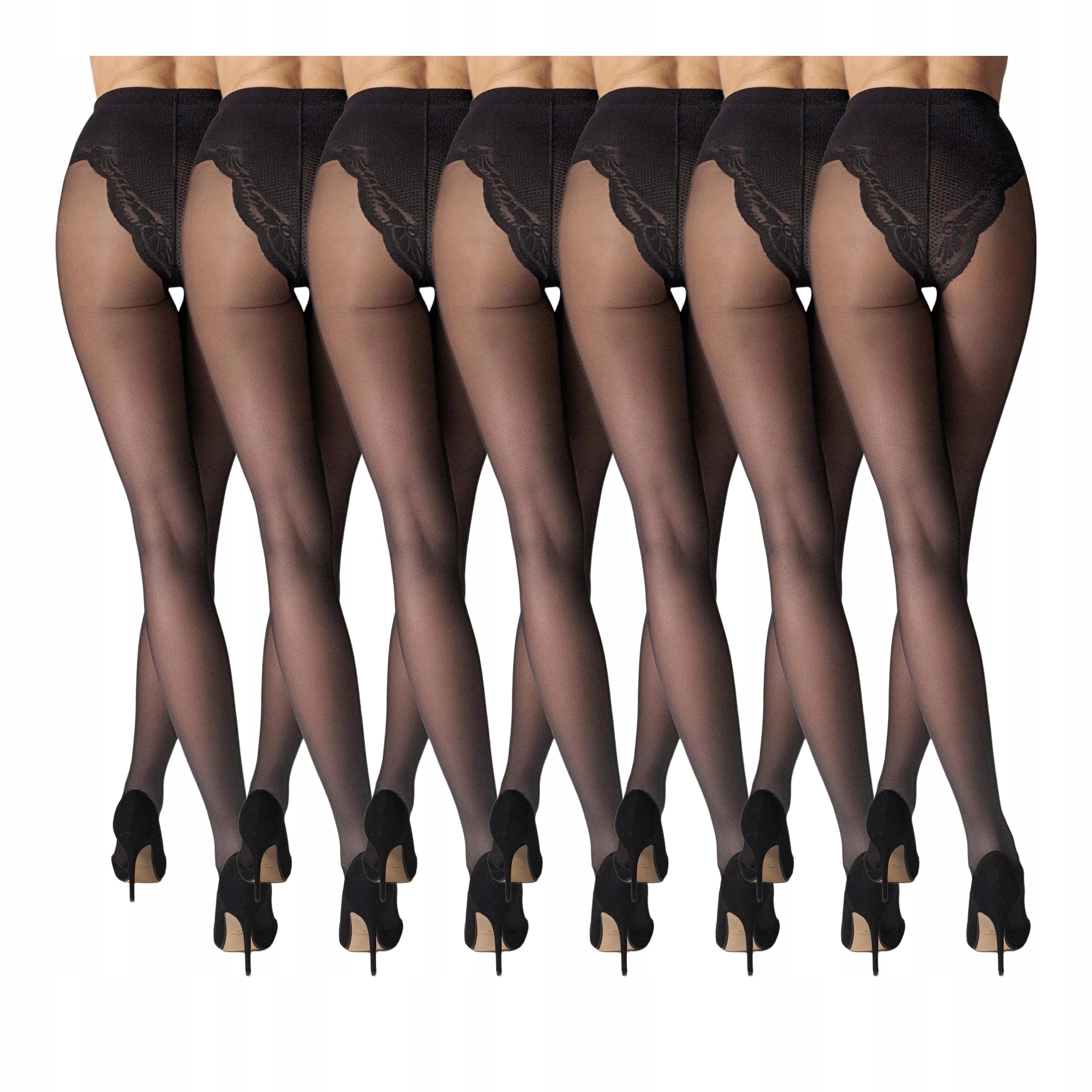 7 párů Punčocháče s modelovací částí 7x Černá 2-S