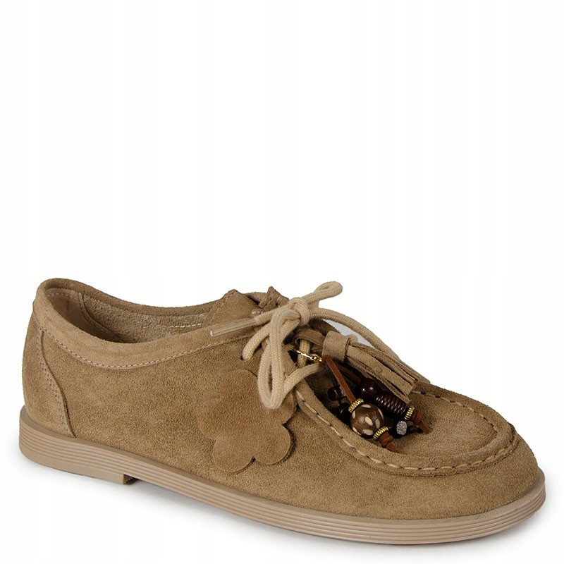 Chebello 4960 Béžové Kožené Mokasíny S Ozdobou 37