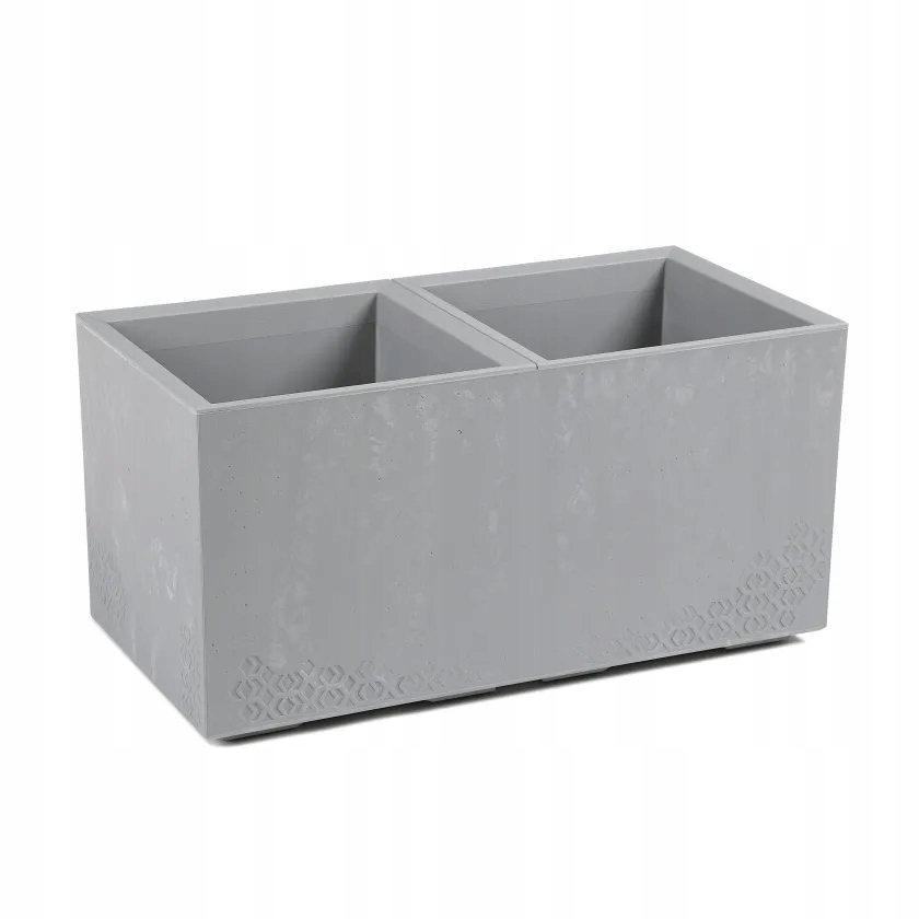 Kwietnik Karo Eco Recycled 80x40 cm na kółkach szary beton Lamela