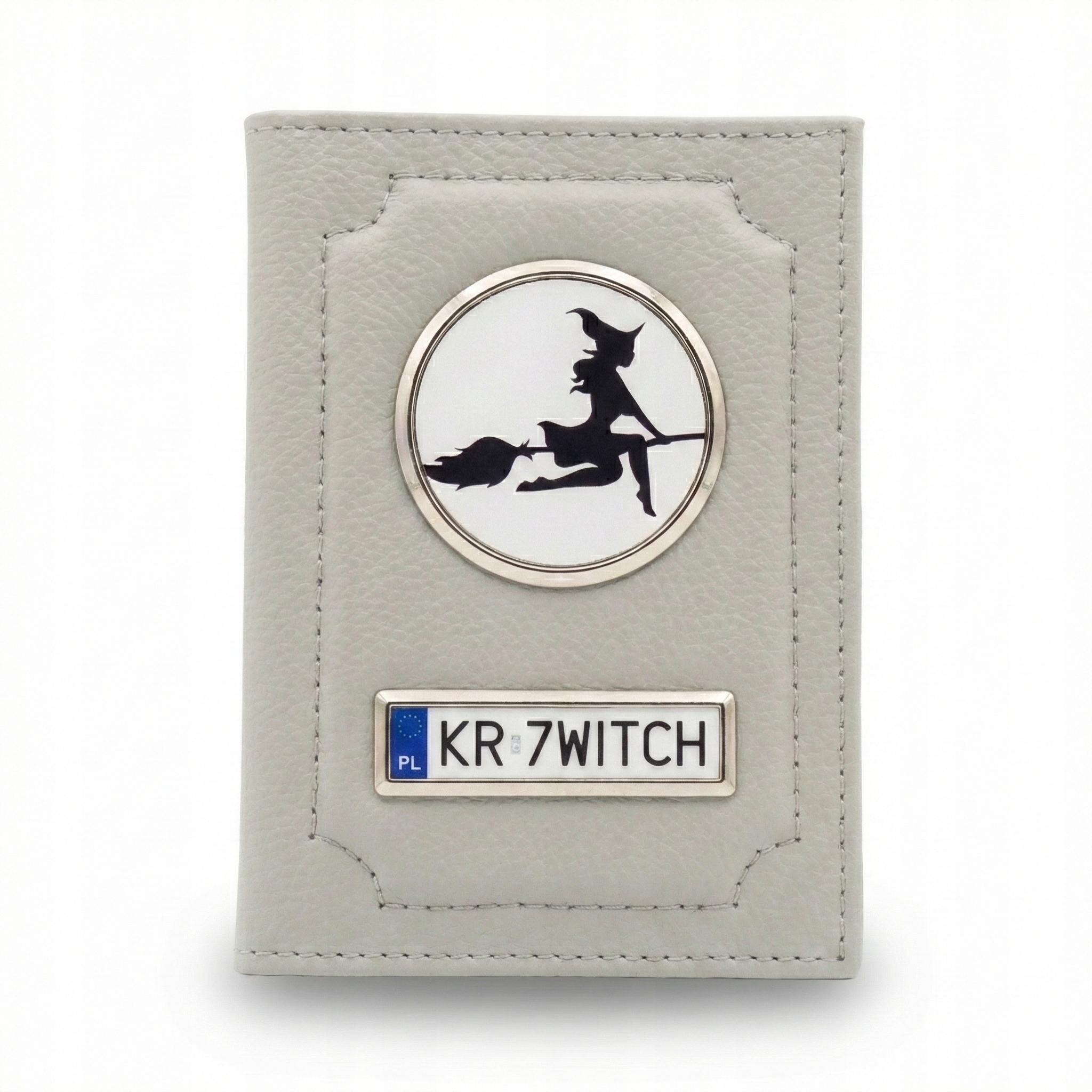 Szare Etui na Dowód Rejestracyjny Personalizowane Logo Rejestracja