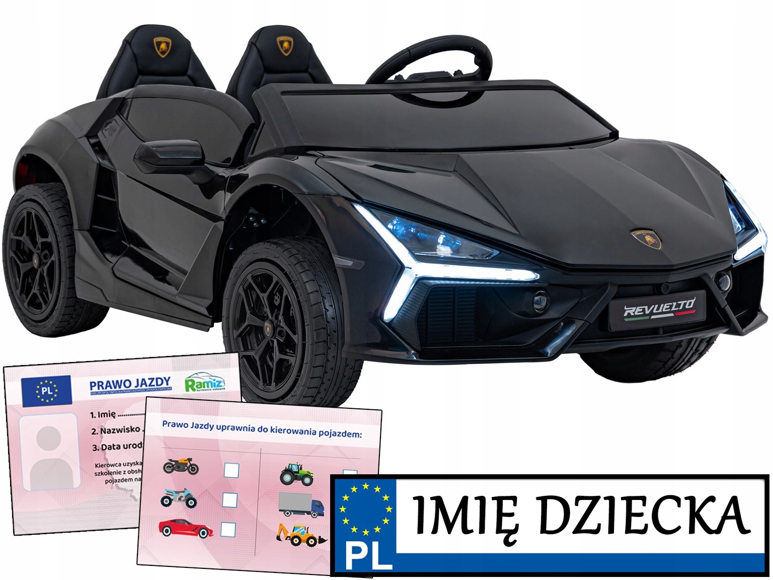 samochód dla dzieci na akumulator Lamborghini Revuelto XL Strong Tablica
