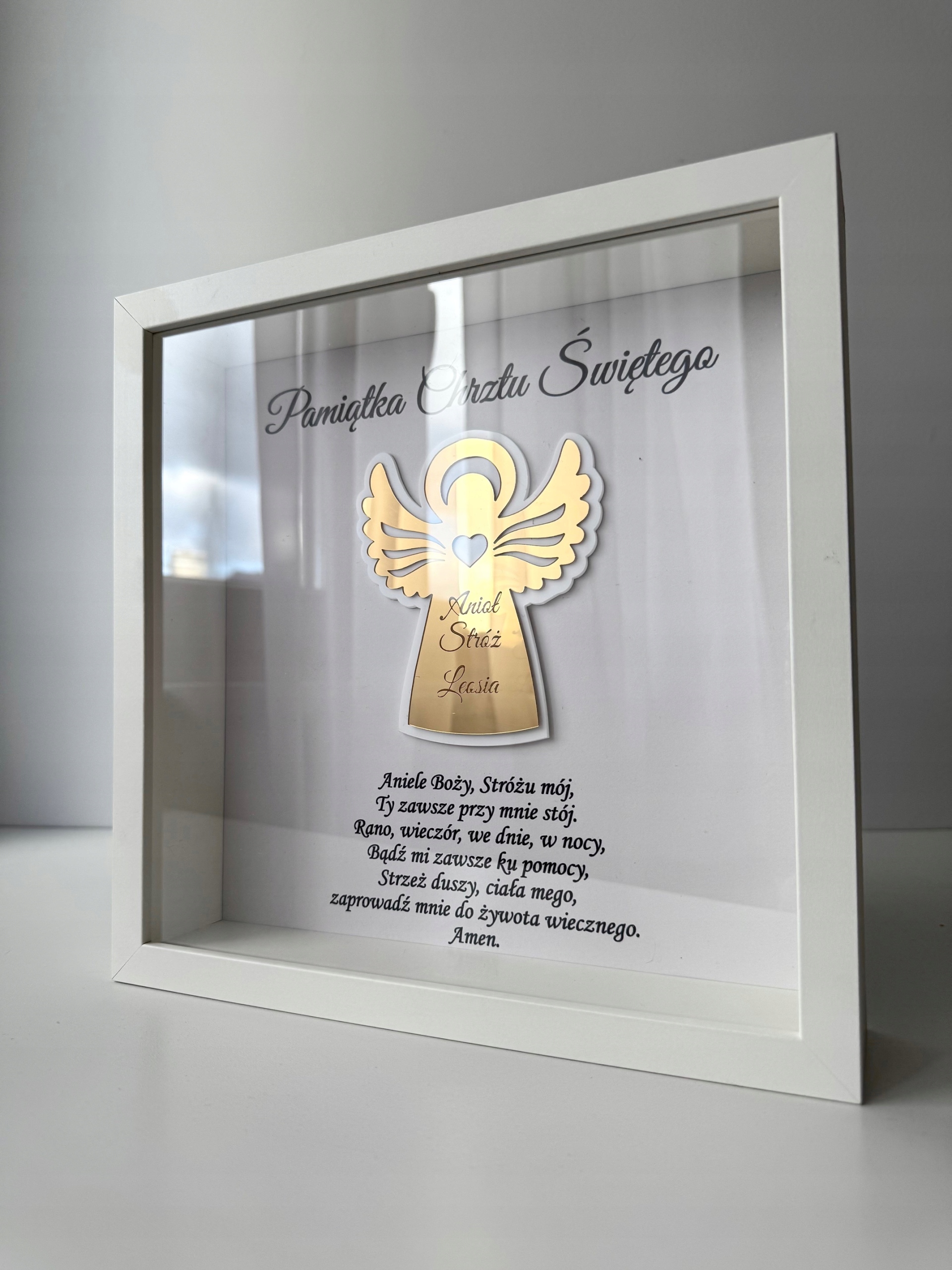 PAMIĄTKA CHRZTU ŚWIĘTEGO RAMKA NA PREZENT MATKA CHRZESTNA OJCIEC NA CHRZEST