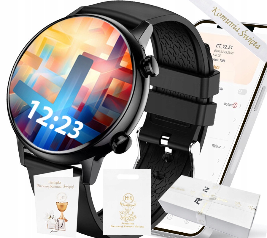 ZEGAREK KOMUNIA SMARTWATCH JĘZYK POLSKI EKG PULS SMS SMART WATCH RUBICON