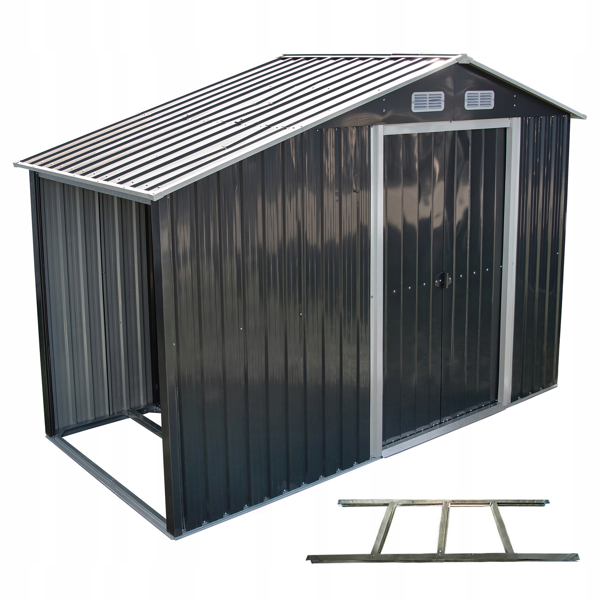 Ocelový domek na nářadí 3,5 m2 s dřevem 130x279x196 sada Baza