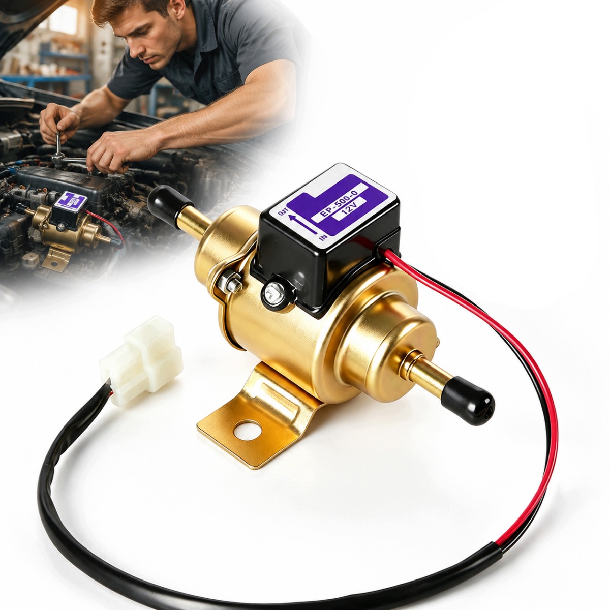 Pompka pompa elektryczna przepływowa do paliwa olej uniwersaln EP-500-0 12V