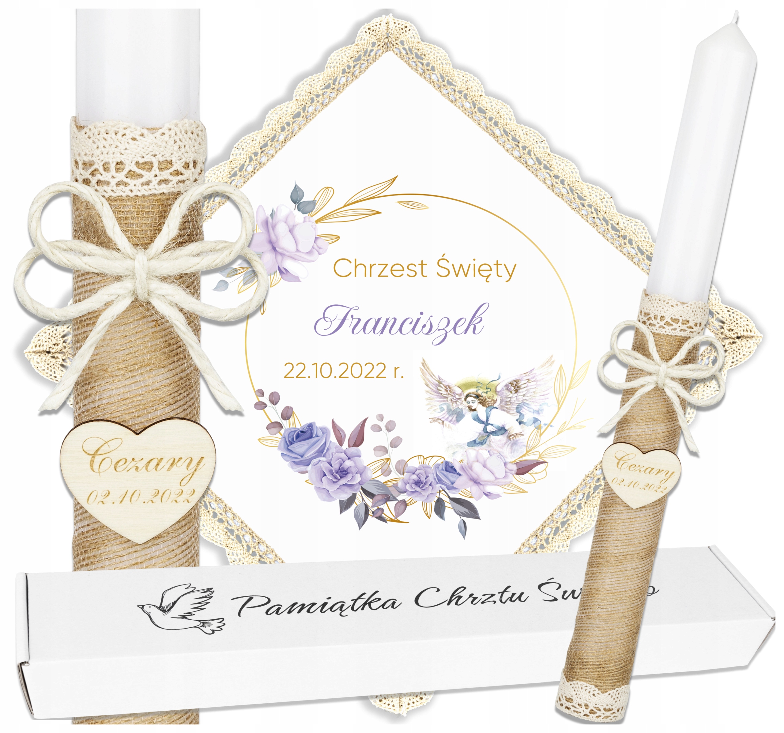 

Szatka do chrztu Świeca Chrzest Boho Bursztyn Nl