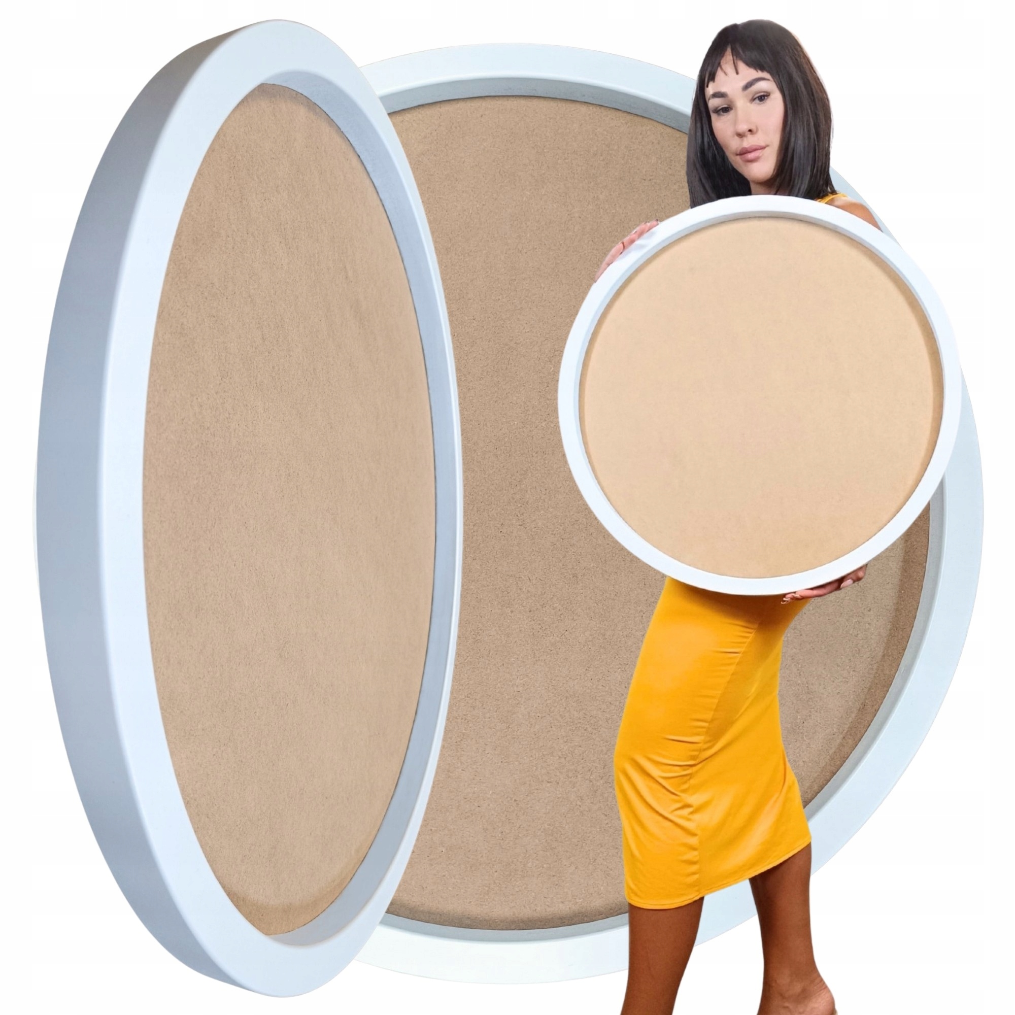 Dřevěný rám Kulatá bílá Báza pod mech chrobotek Dekorace Diy 60 cm
