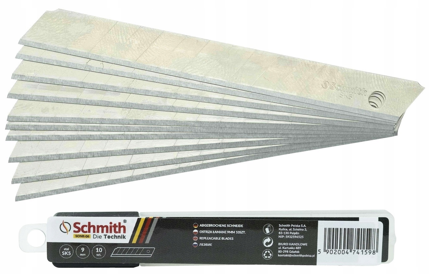 OSTRZA DO NOŻA ŁAMANE OSTRZE WYMIENNE 9mm 10szt SCHMITH