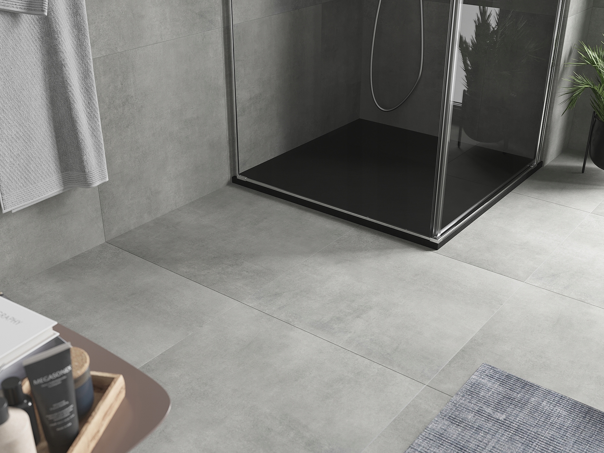 MEXEN HUGO BRODZIK KWADRATOWY SMC IMITACJA KAMIENIA 70 x 70 CM CZARNY Szerokość 70 cm
