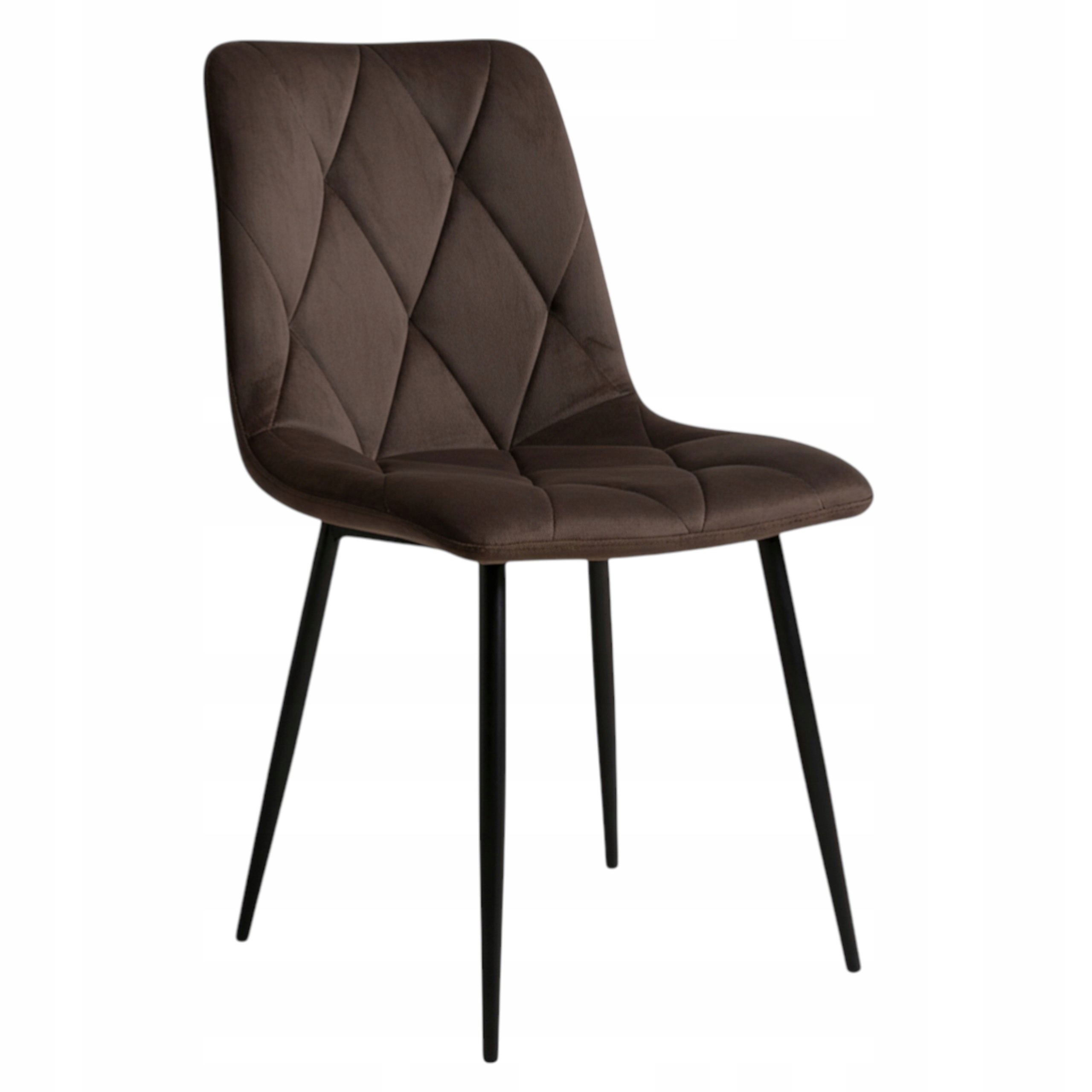 KRZESŁO WELUROWE TAPICEROWANE WYGODNE BRĄZOWE W ROMBY NOWOCZESNE SALON