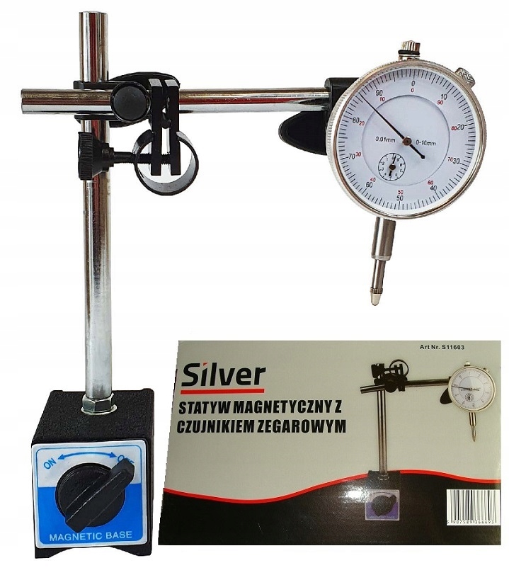 

Czujnik zegarowy 0-10mm Statyw Magnetyczny