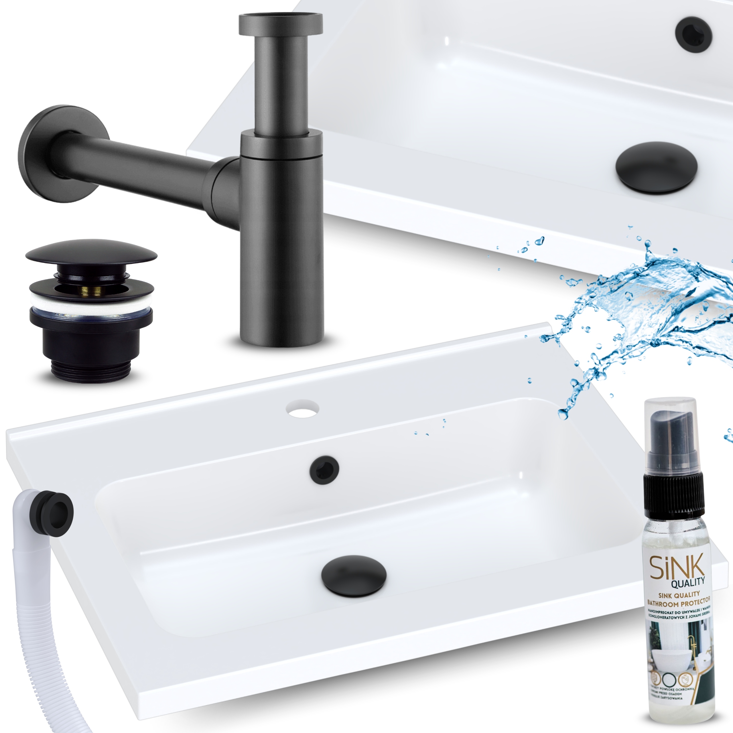 Umyvadlo 60 zapuštěné do desky do koupelny dolomitové S Otvorem Pro Baterii