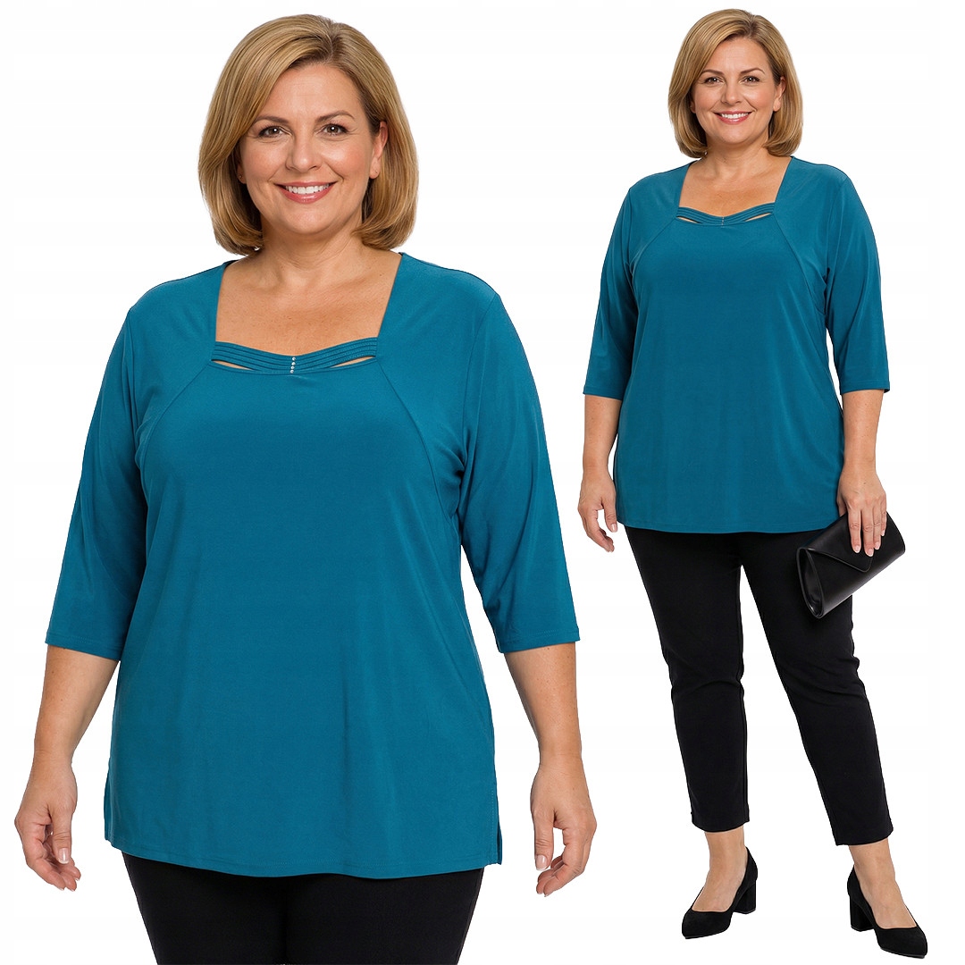 Tyrkysová halenka plus size velikost 48/50