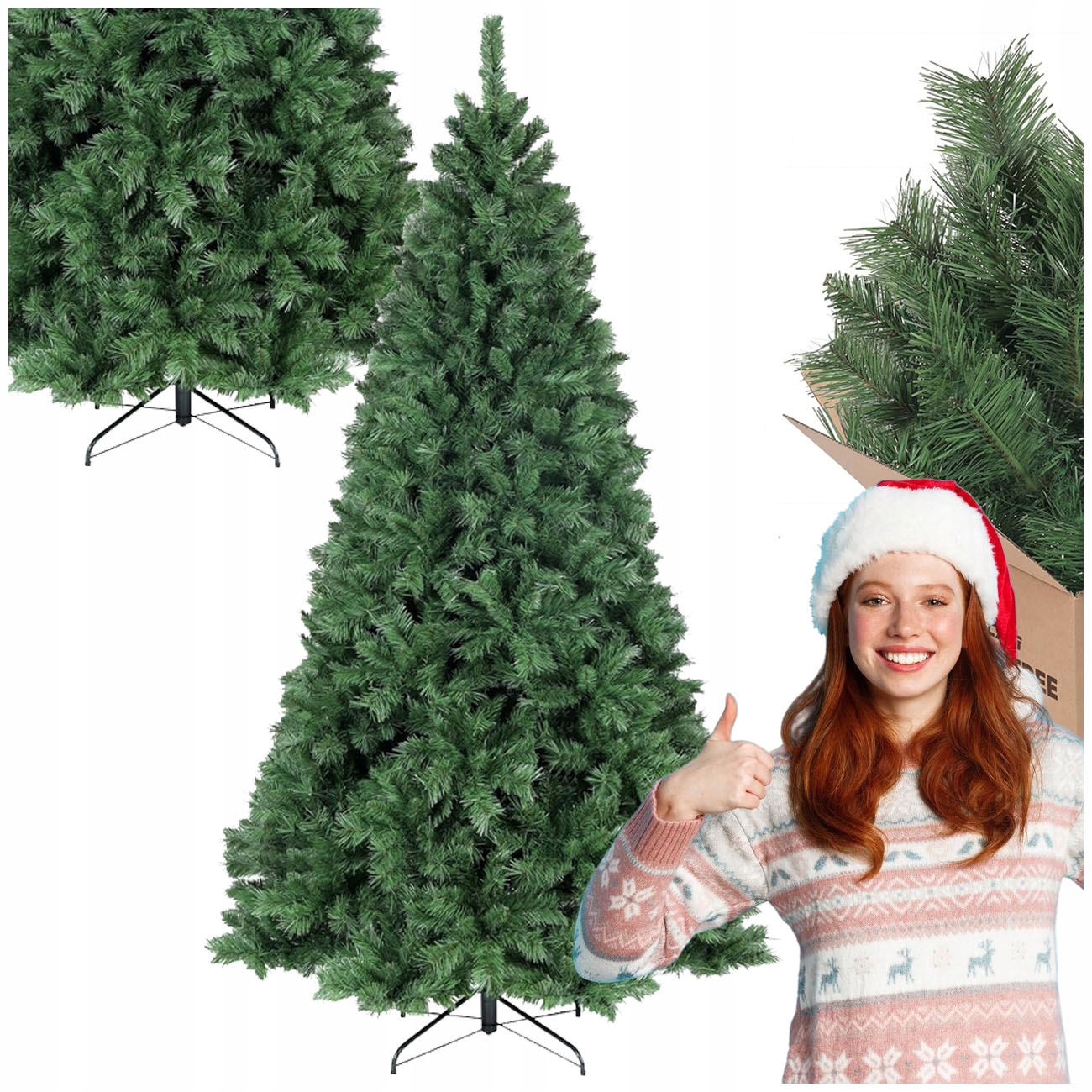 Umelý Vianočný Stromček 210 CM Veľký Vianočný Dvierko Stojan Kovový