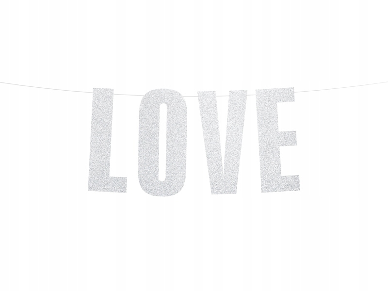 

Baner Love Srebrny Brokatowy Wesele 21x55cm