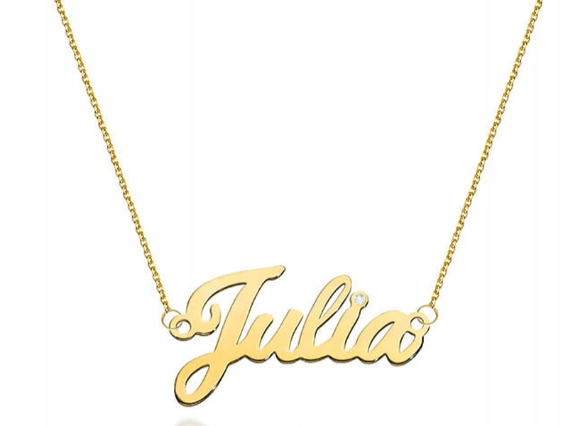 Zlatý náhrdelník 585 jméno julia diamanty 1,1g módní vzor jako dárek 14k