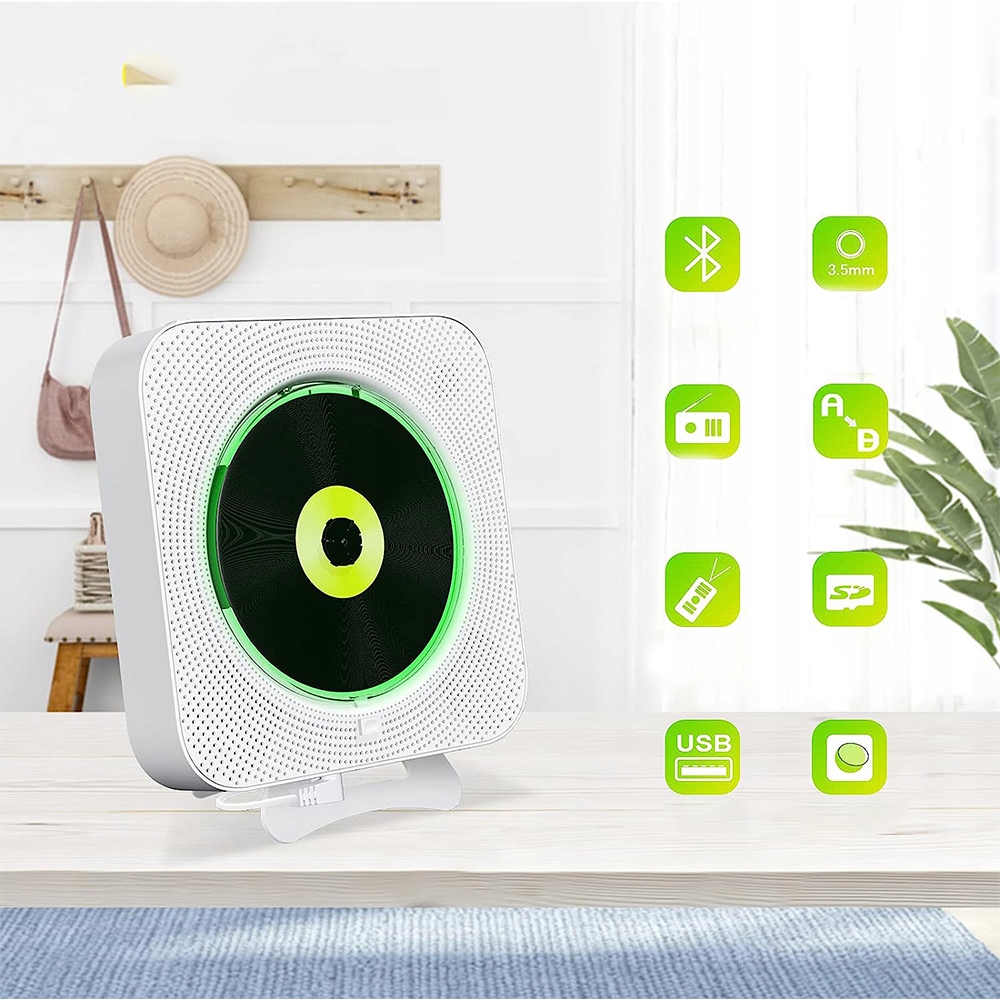 ODTWARZACZ PRZENOŚNY CD RADIO GŁOŚNIK BLUETOOTH 6 TRYBAMI ,2600 mAh EAN (GTIN) 191491363184