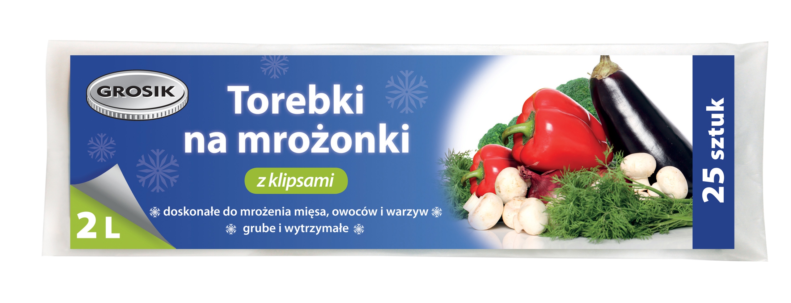 

Grosik torebki na mrożonki z klipsami 2L/25 sztuk