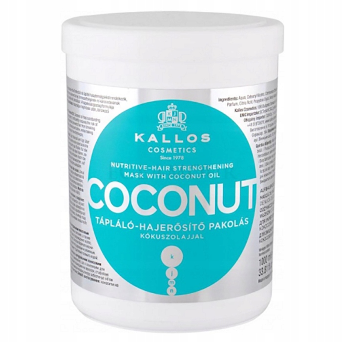 2 x KALLOS COCONUT MASKA WZMACNIAJĄCA DO WŁOSÓW SUCHYCH KOKOS 1000 ML Stan opakowania oryginalne