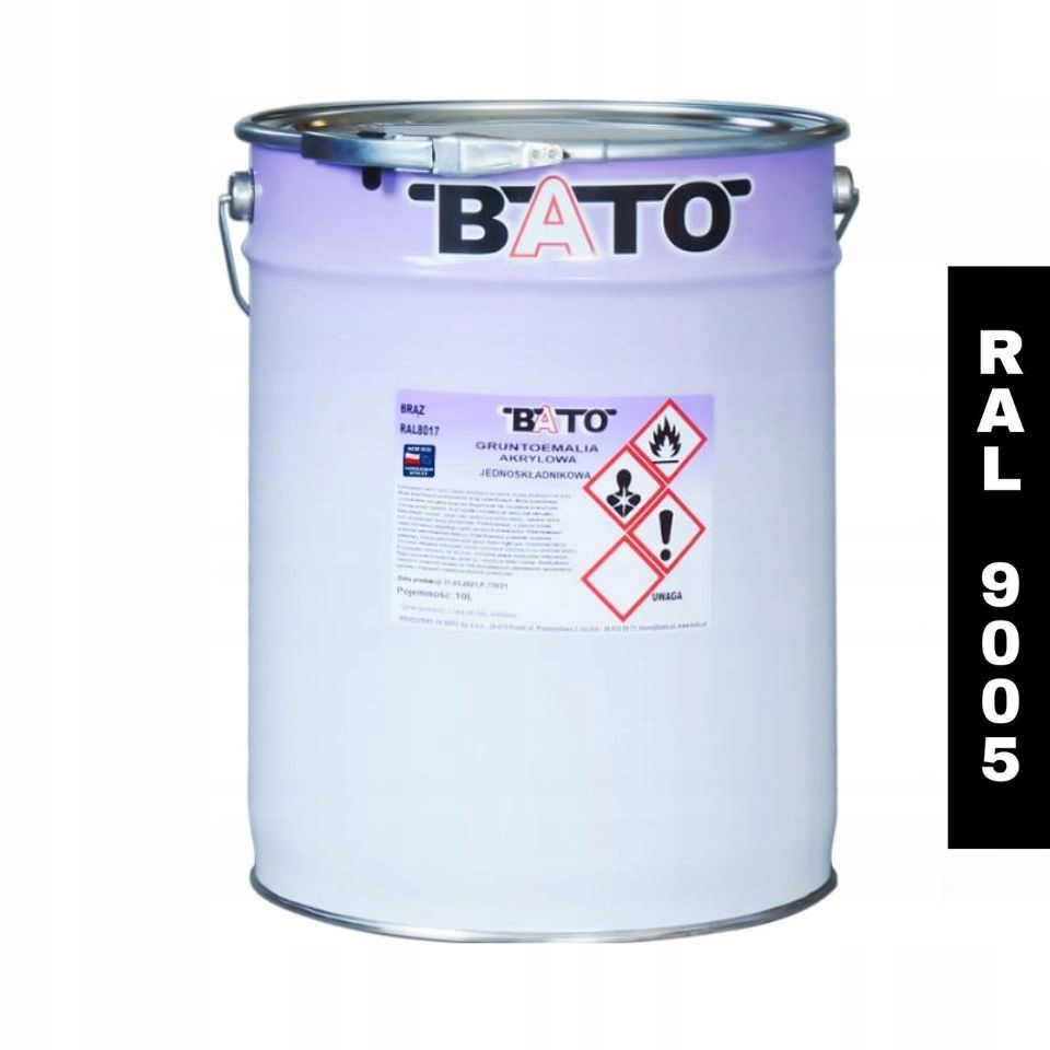 Základní Nátěr akrylová jednosložková barva Bato Ral 9005 Černá 10L