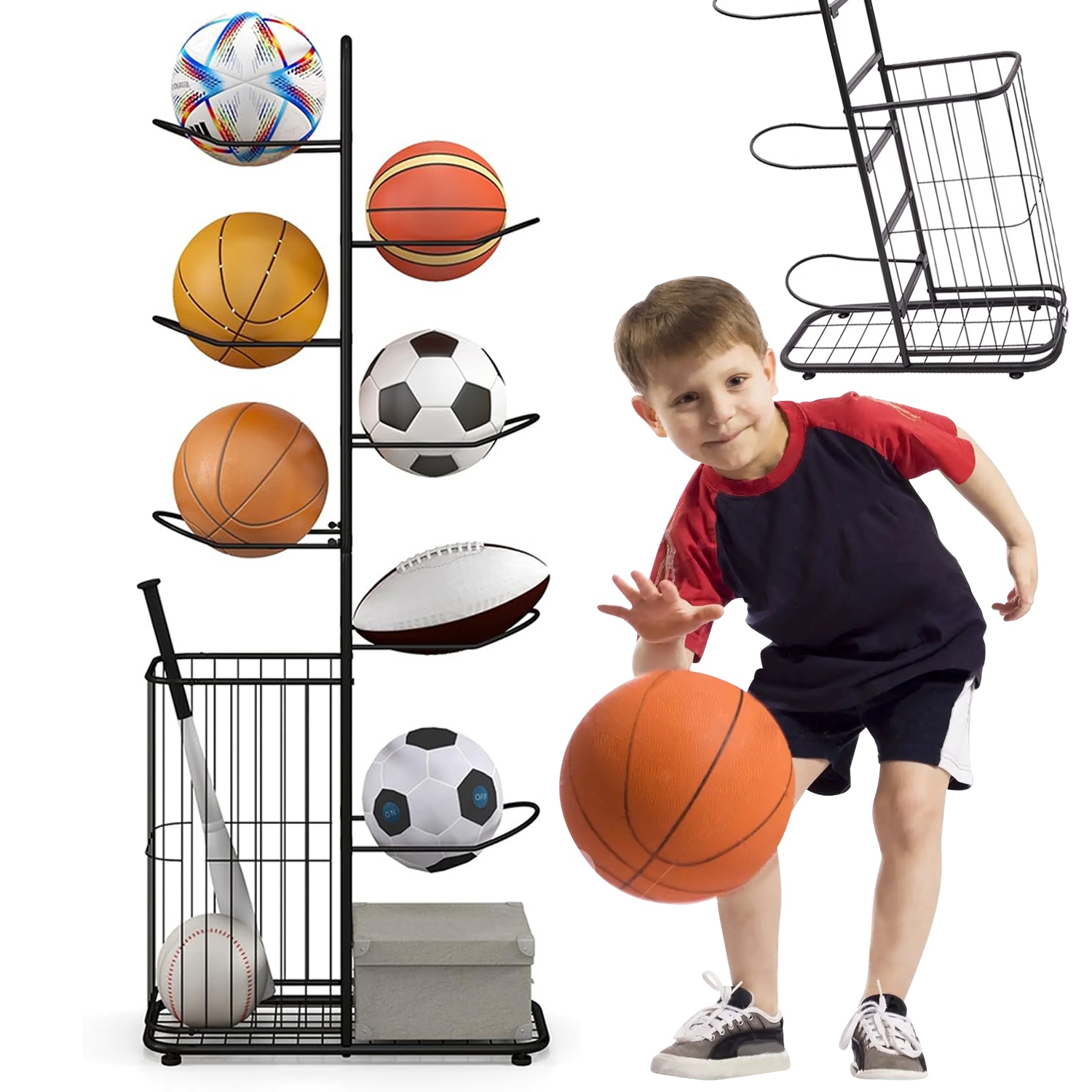 Stojan Na 7 Míčků, Police, Organizér, Uložení Volejbalových Basketbalových Míčků