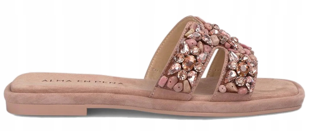Alma En Pena dámské růžové nazouváky s ozdobnými kamínky 37