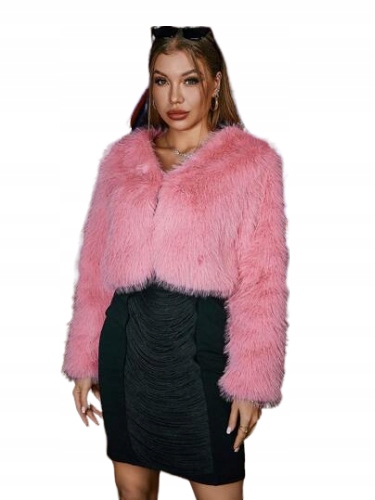 SHEIN KOŻUCH RÓŻOWY KRÓTKI DAMSKI ELEGANCKI 38 ŁŁA