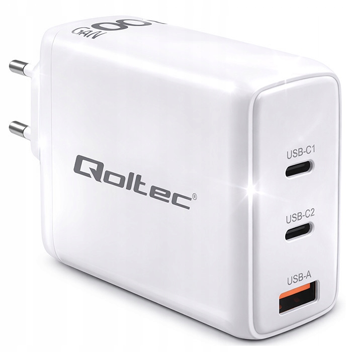 Síťová nabíječka 100W GaN 5-20V 1.5-3A 2xUSB-C Pd 1xUSB QC3.0