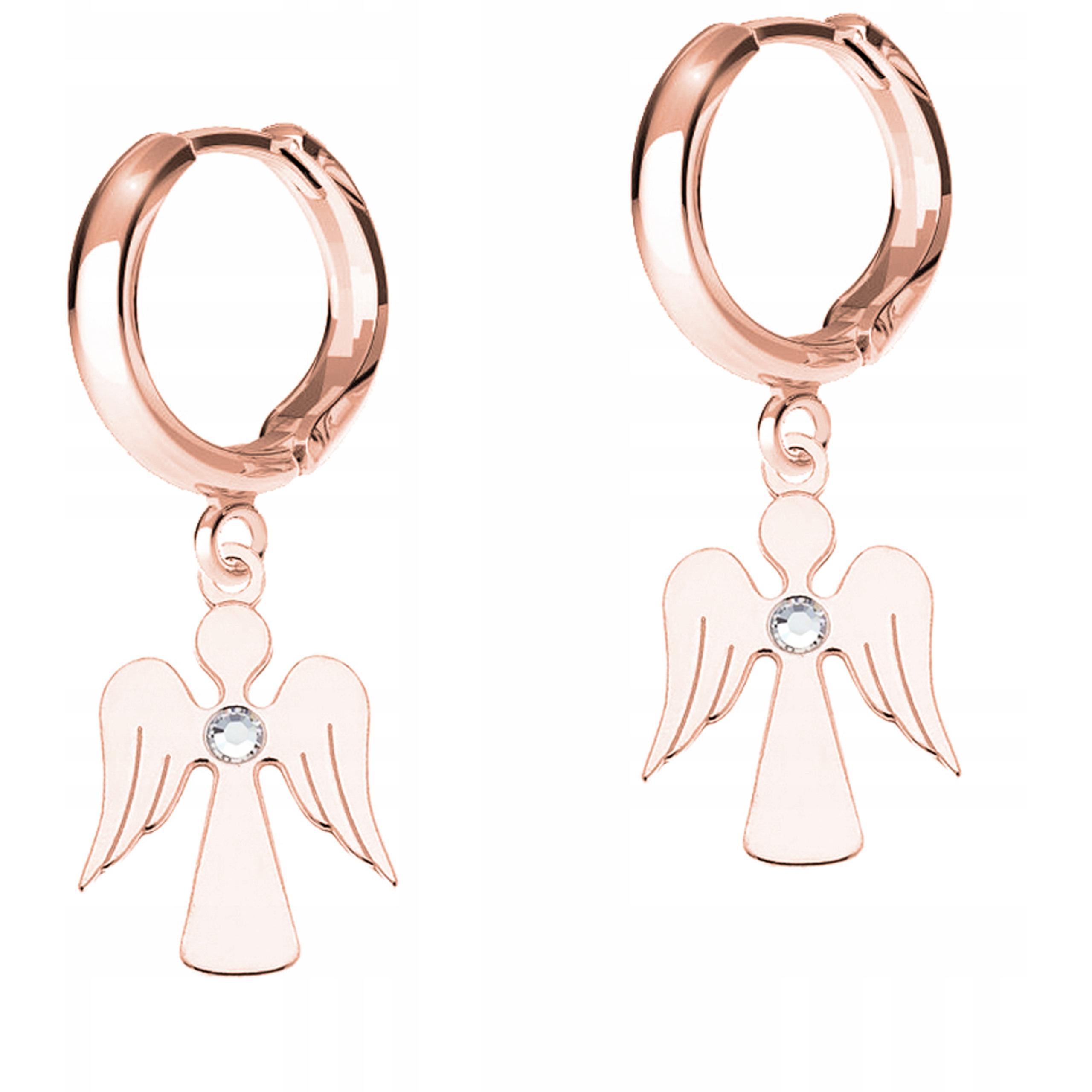 Náušnice Pozlacené Andělé Strážci se Zirkonií Krystaly Stříbro 925