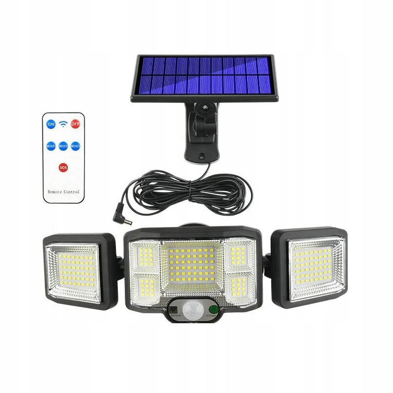

Lampa Solarna Czujnik Ruchu 3 Reflektory Pilot