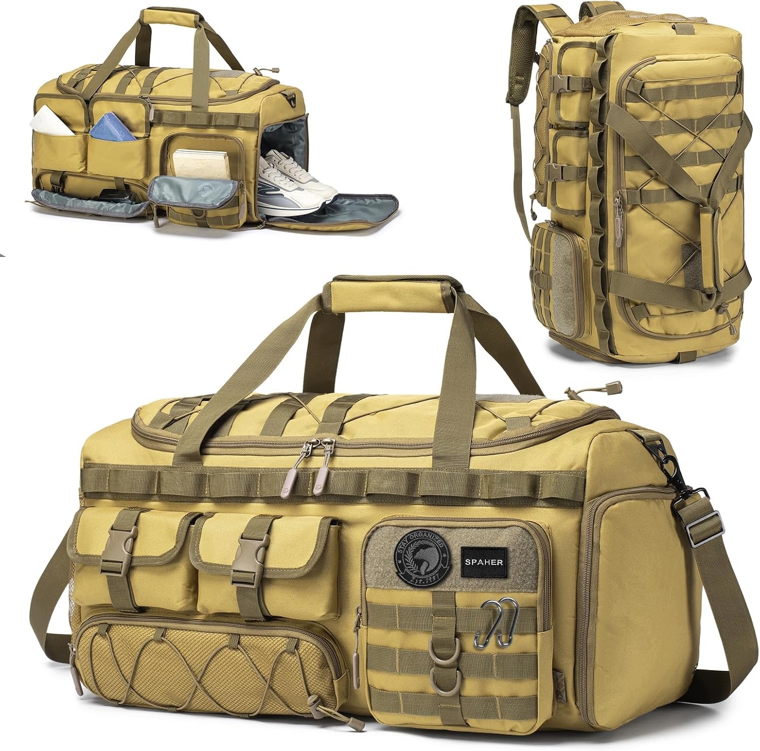 Plecak taktyczny 60L Khaki Torba sportowa 60x30x30 cm na siłownię