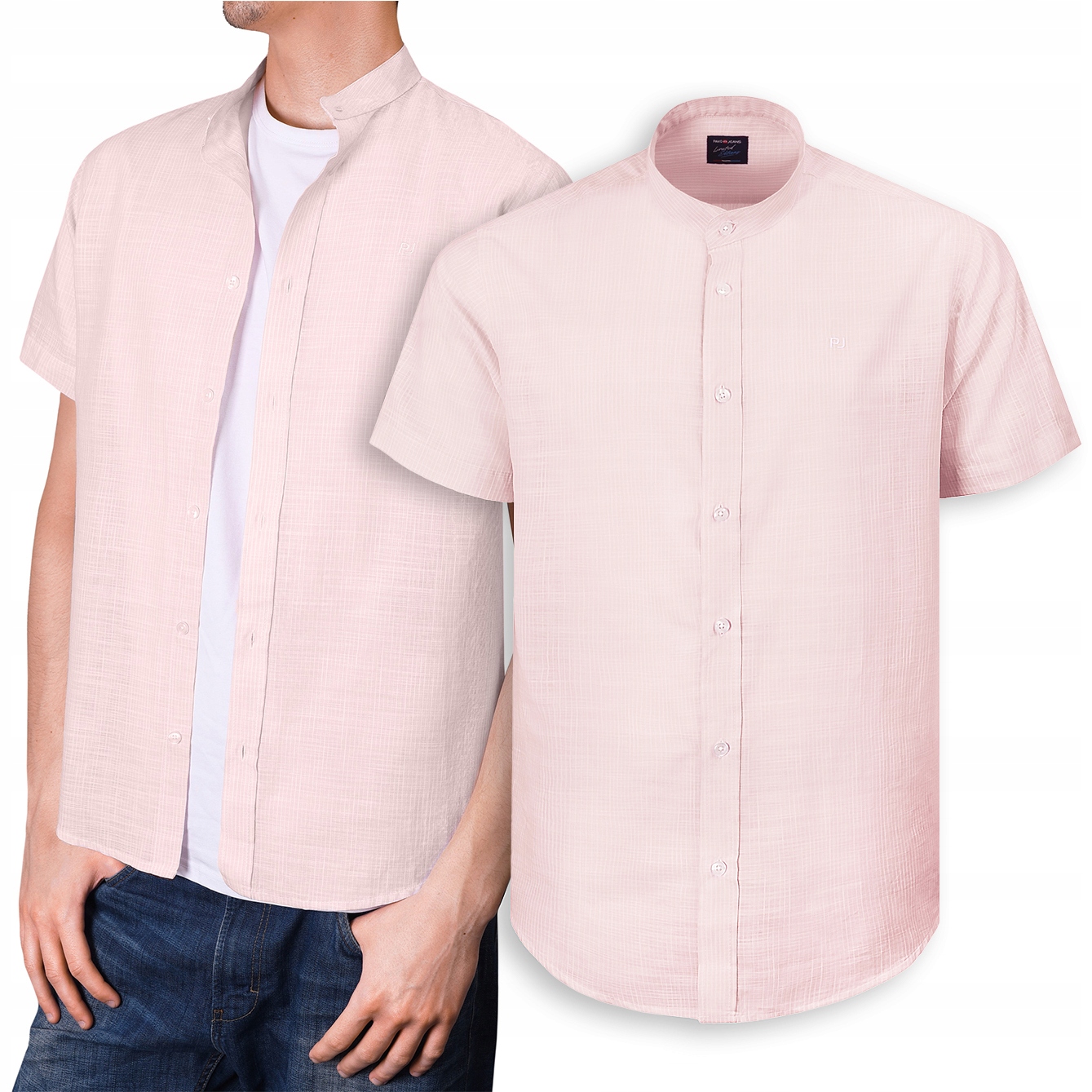 Pánská pruhovaná košile s krátkým rukávem Lniana Regular Fit XL Pako Jeans