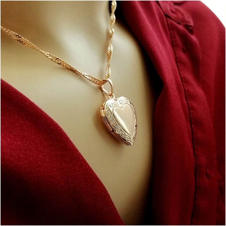 ZŁOTY ŁAŃCUSZEK SINGAPUR+SERDUSZKO NA ZDJĘCIE 18K Marka Golden Celebrity