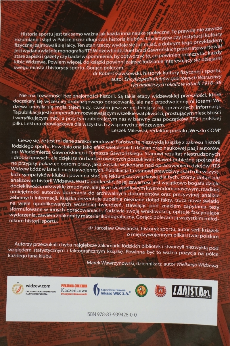 WIDZEW ŁÓDŹ DZIEJE MIĘDZYWOJENNE RTS ŁÓDZKI ISBN 9788393942800