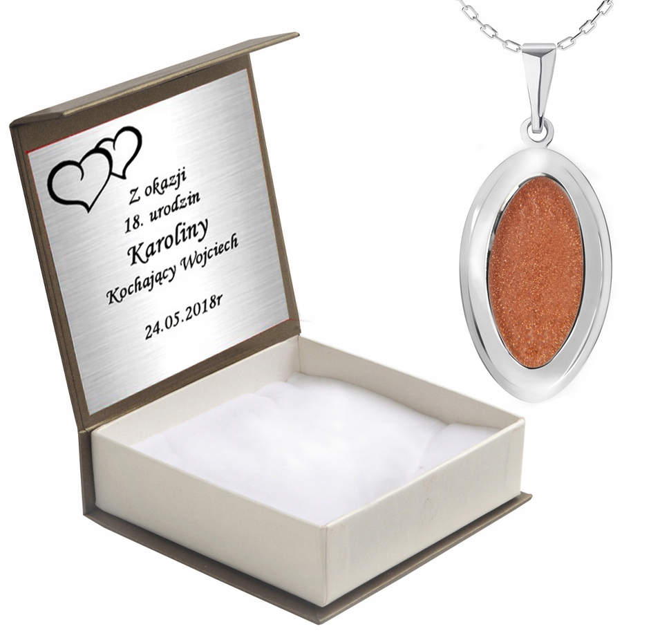 

Wisiorek Srebrny Owalny Z Piaskiem Pustyni+grawer