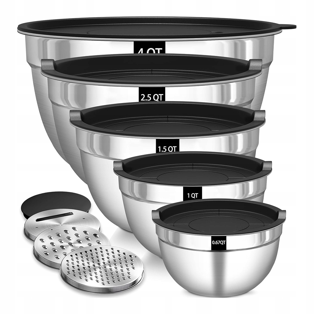 Sada Kuchyňských Misek 5 Ks 4.5 L, 2.7 L, 1.6 L, 1.1 L Pro Skladování Potravin